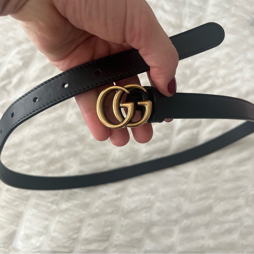 Gucci Black Belt with Gold GG Buckle